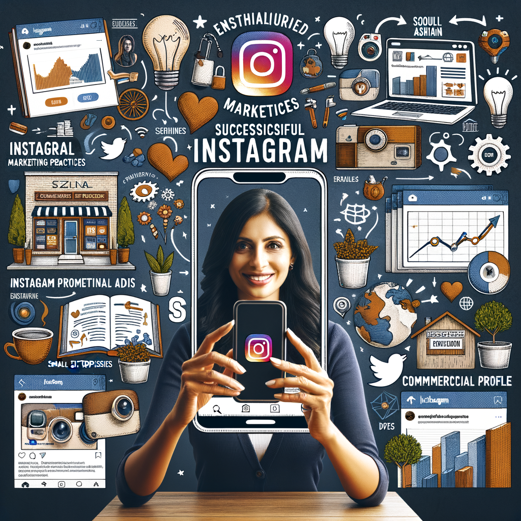Small business owner implementing effective Instagram marketing strategies, utilizing Instagram advertising strategies and engagement tactics on a well-optimized business account for successful social media marketing.