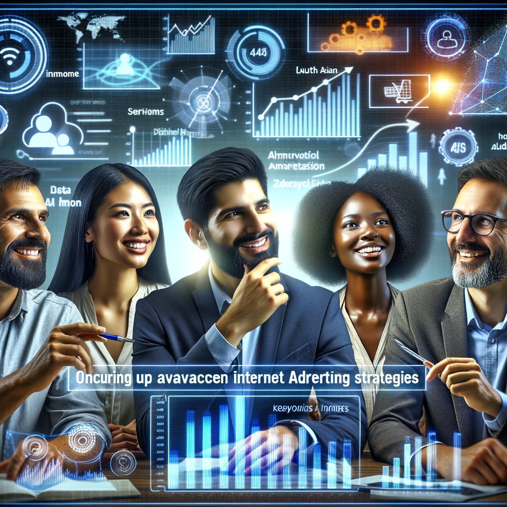 Dynamic digital marketing team brainstorming effective digital advertising strategies and showcasing successful online advertising tactics on an interactive screen